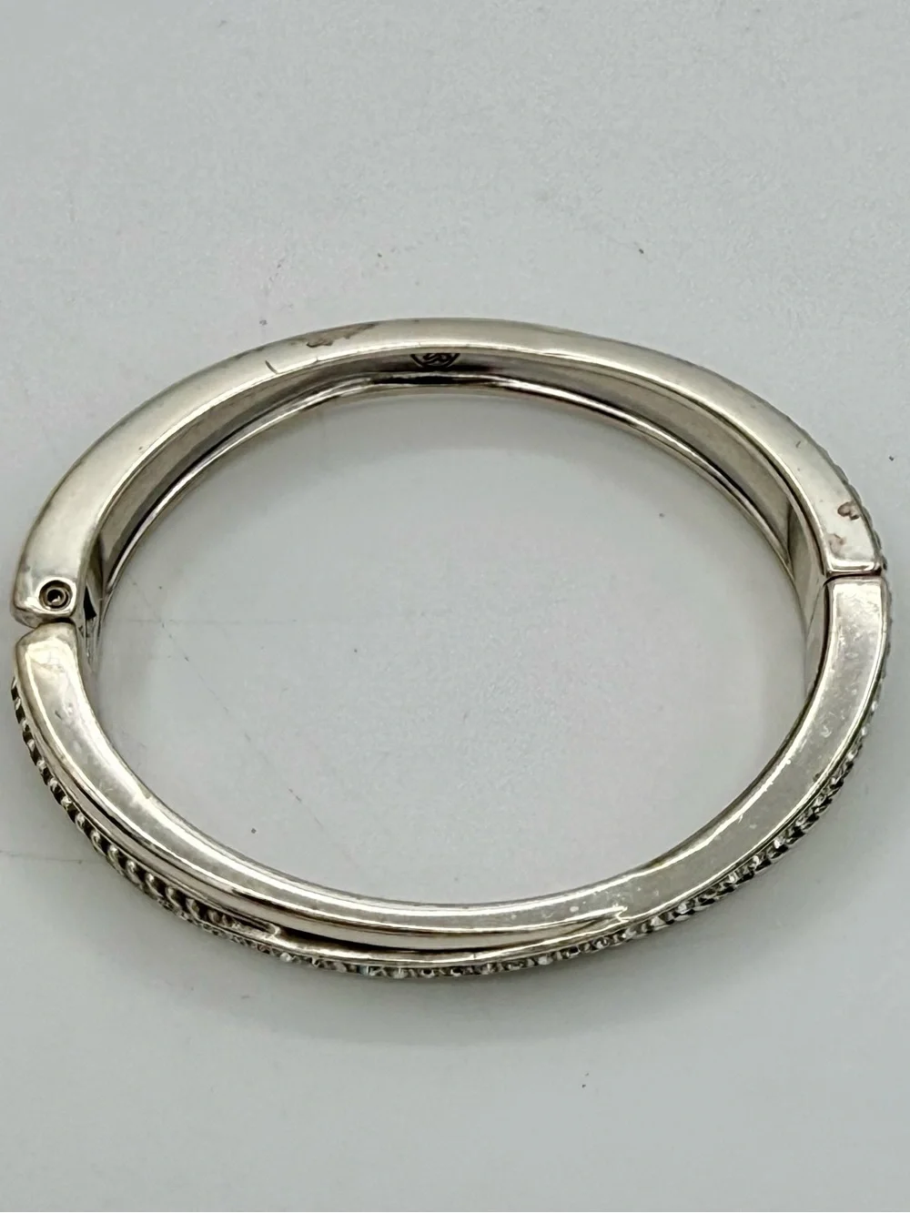 Brighton Silver Crystal Crossover Bangle Bracelet Multi-Row Layered - Picture 8 of 10